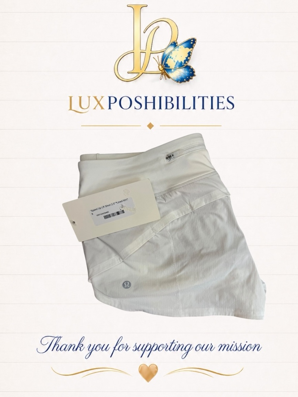 Lululemon NWT size 8 Speed Up LR Short 2.5" *Lined WHT